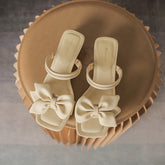 Tacones gruesos y suaves con diseño de lazo para mujer